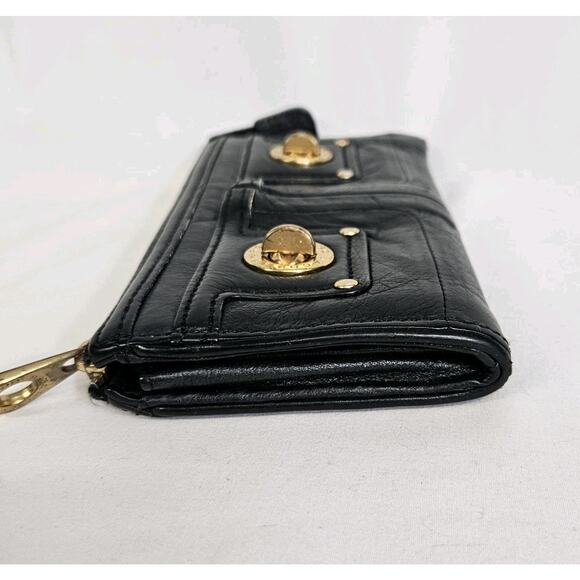 Marc By Marc Jacobs Black Leather Turnlock Tip Zip Rectangular Wallet Clutch - Picture 6 of 12